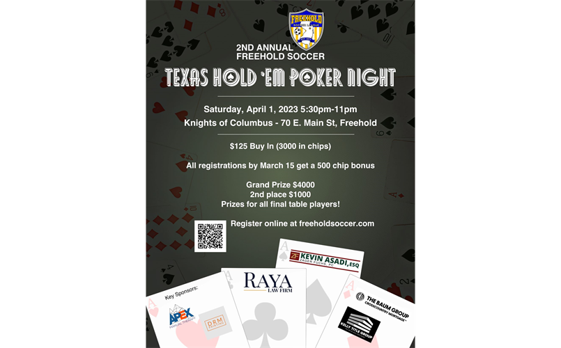 Freehold Soccer Texas Hold 'em Poker Night